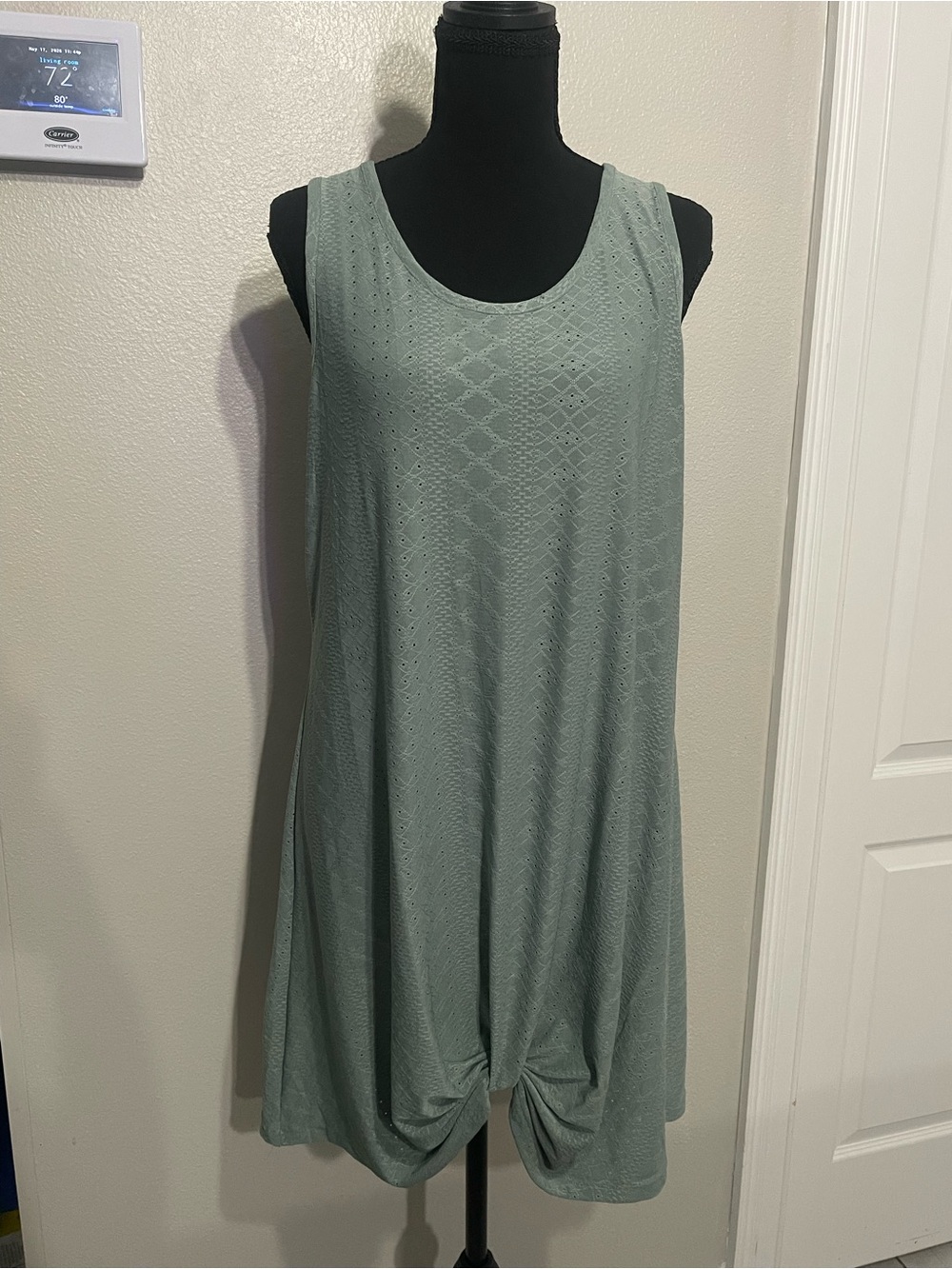 Pale Blue Sleeveless Knit Swing Dress